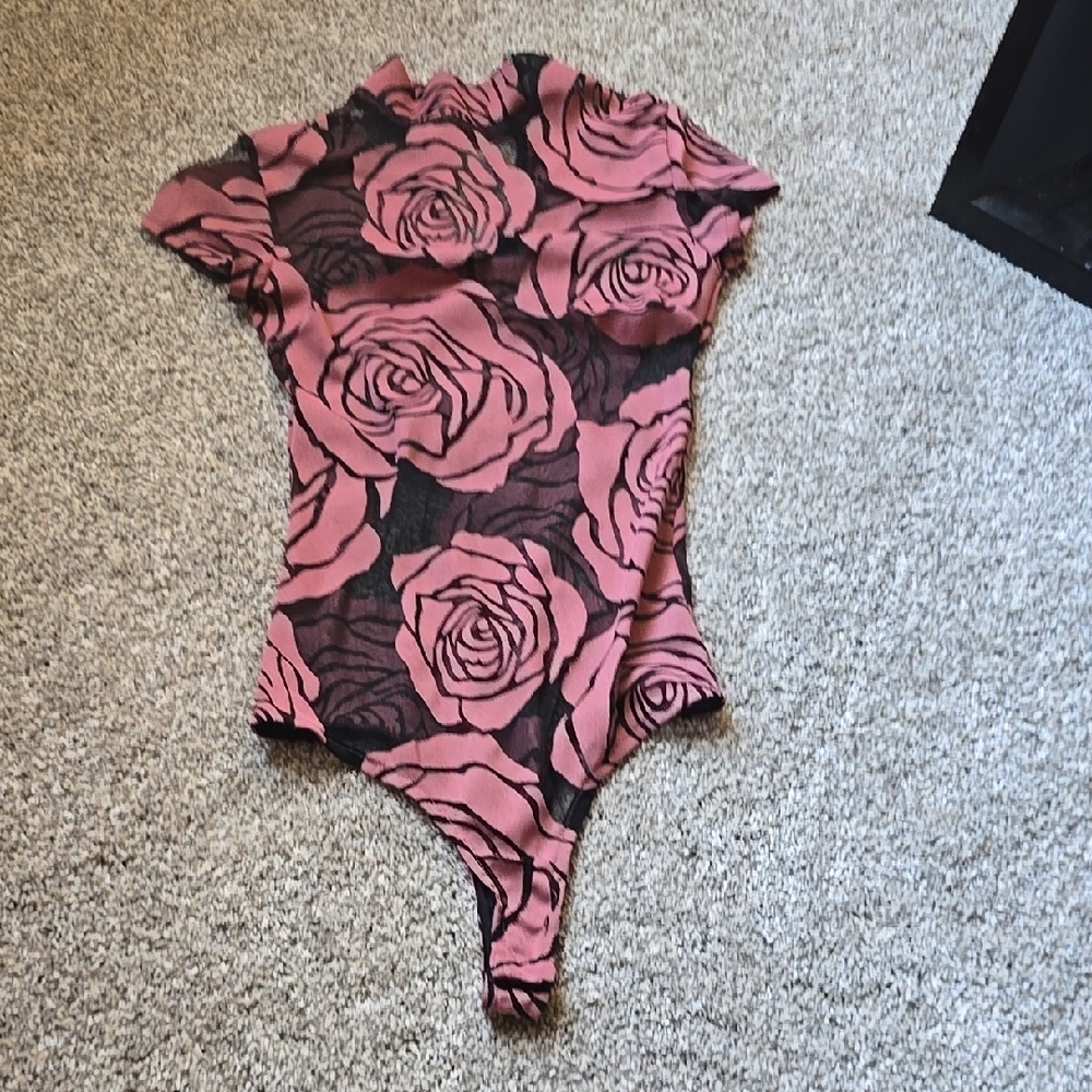 Privy Pink and Black Floral Bodysuit
